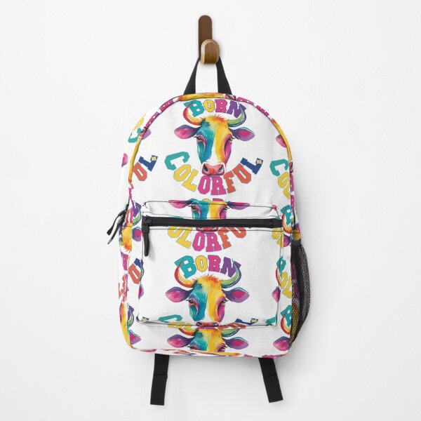 Item preview, BORN COLORFUL Rainbow Cow Mascot Watercolor Typography Streetwear Graphic designed and sold by DesignArtist.ia.