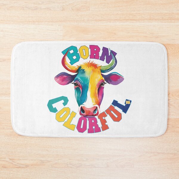 Item preview, BORN COLORFUL Rainbow Cow Mascot Watercolor Typography Streetwear Graphic designed and sold by DesignArtist.ia.