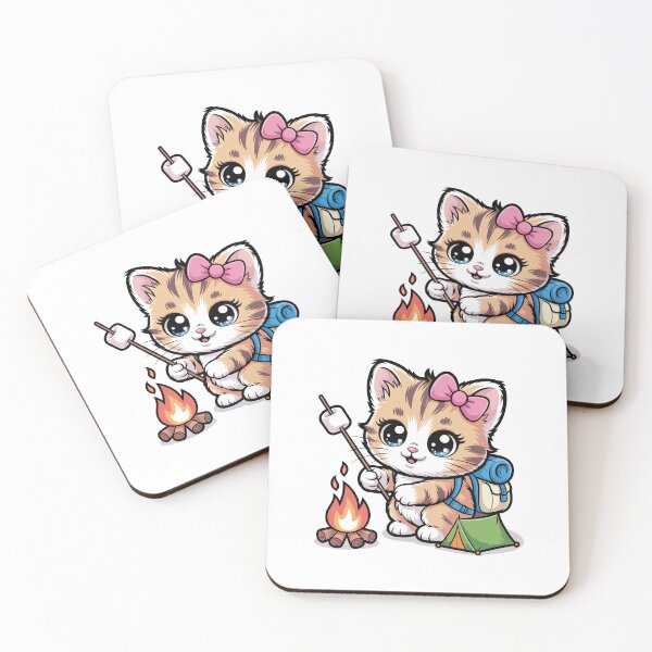 Item preview, Camping Kitty with Marshmallow designed and sold by jkrphoto.