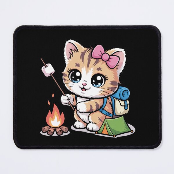 Item preview, Camping Kitty with Marshmallow designed and sold by jkrphoto.