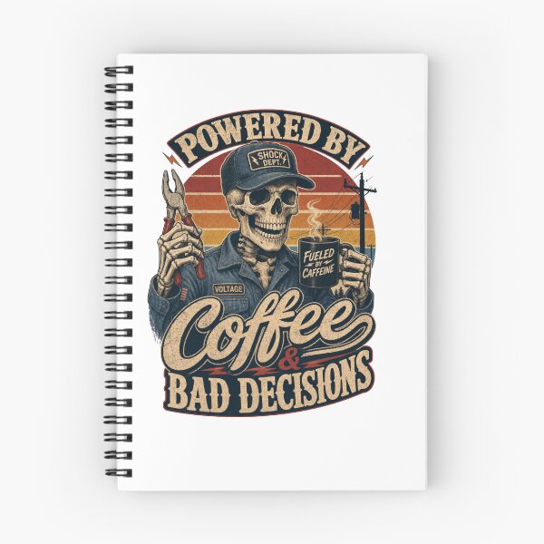 Item preview, Funny Electrician Shirt – Powered By Coffee & Bad Decisions Vintage Tee designed and sold by Ashley critters.