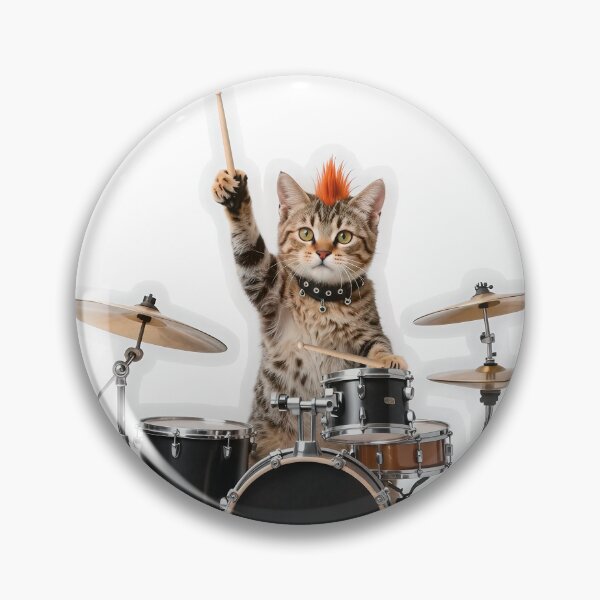 Item preview, Punk Rock Tabby Cat Drummer designed and sold by Winking-Kitten.