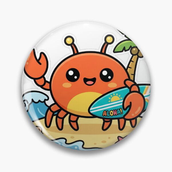 Item preview, Cute Kawaii Surfing Crab Aloha Beach Summer designed and sold by TeNovaStudio.
