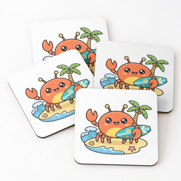 Item preview, Cute Kawaii Surfing Crab Aloha Beach Summer designed and sold by TeNovaStudio ⭐⭐⭐⭐⭐.