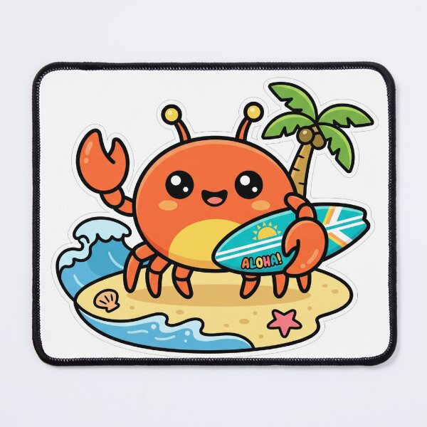Item preview, Cute Kawaii Surfing Crab Aloha Beach Summer designed and sold by TeNovaStudio.