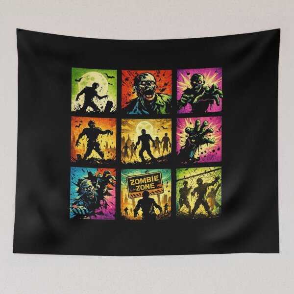 Item preview, Zombie Outbreak Pop Art Grid – Retro Horror Comic Style designed and sold by redsharkuk.