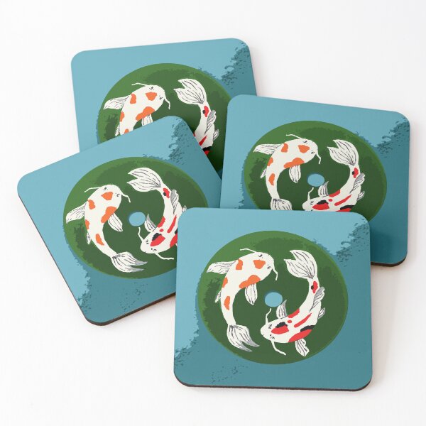Item preview, Minimal Japanese Inspired Art | Blue Yin Yang Koi Fish Illustration designed and sold by Moo Ilustra.