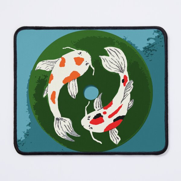 Item preview, Minimal Japanese Inspired Art | Blue Yin Yang Koi Fish Illustration designed and sold by Moo Ilustra.