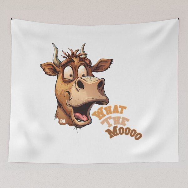 Item preview, What The Mooo Funny Shocked Cow Mascot Cartoon Streetwear Graphic designed and sold by DesignArtist.ia.