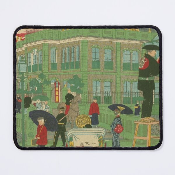 Item preview, Vintage Meiji Era Tokyo Ukiyo-e: Gas Lamp Lighter and Modern Architecture designed and sold by vekotpu.