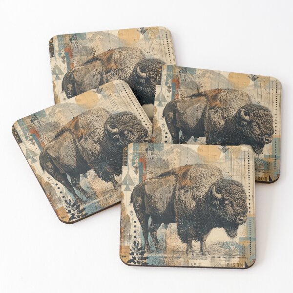 Item preview, Halftone Bison Photo Base with Hand‑Painted Ink & Vector Accents designed and sold by Jandedan.