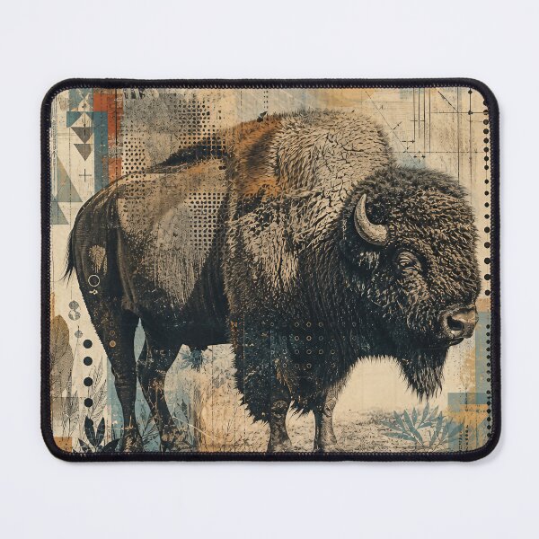 Item preview, Halftone Bison Photo Base with Hand‑Painted Ink & Vector Accents designed and sold by Jandedan.