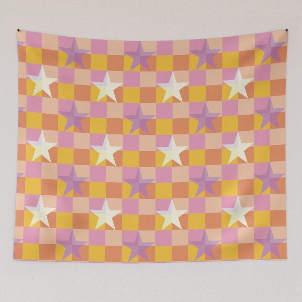 Item preview, stars on chequered seamless pattern designed and sold by Feral Lines Studio .