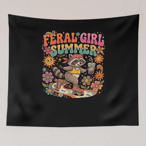 Item preview, Feral Raccoon Roller Skating Summer Vibes groovy designed and sold by snowry.