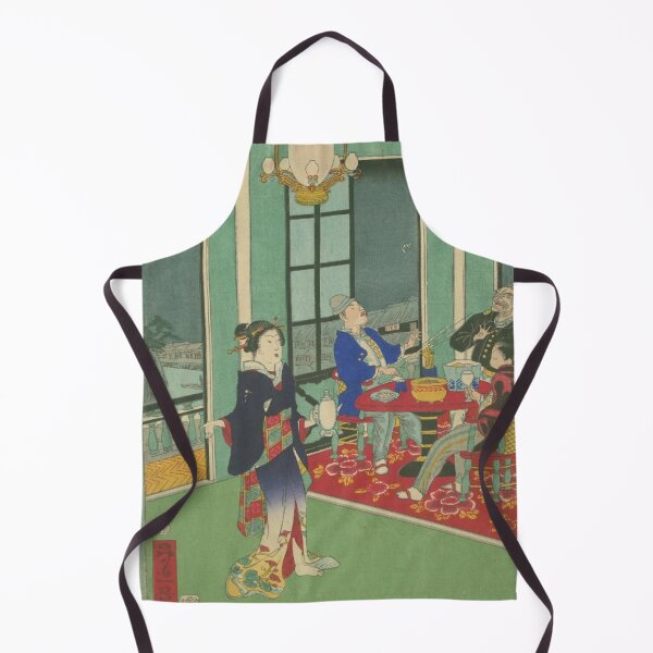 Item preview, Vintage Tokyo Meiji Era Ukiyo-e: Elegant Dinner Party in Retro Western Interior designed and sold by vekotpu.