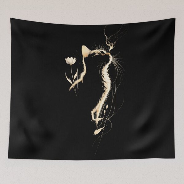 Item preview, Elegant White Cat Fantasy Art | Ethereal Feline Floral Aesthetic designed and sold by Dyan4.