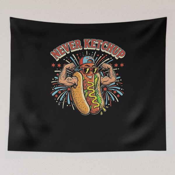Item preview, Never Ketchup Frankfurter Flexing Muscles Chicago hot dog designed and sold by snowry.