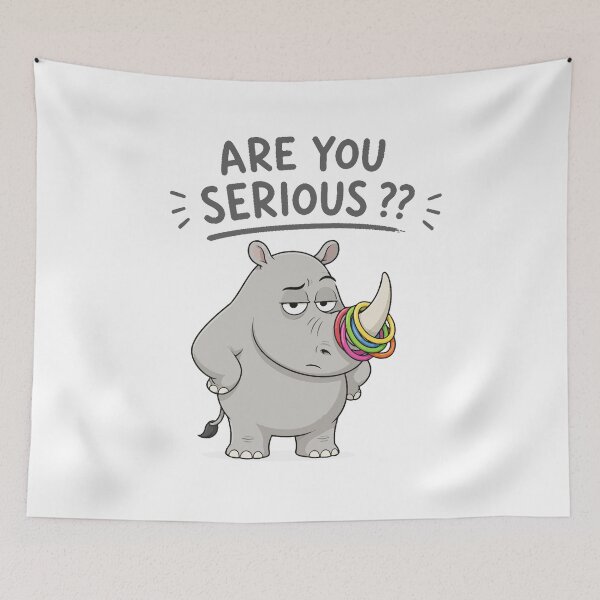 Item preview, Are You Serious Funny Rhino | Cute Sarcastic Rhinoceros Meme Tee designed and sold by Unik Design.