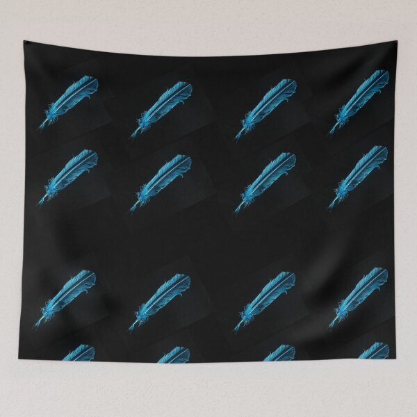 Item preview, Blue feather on a black background designed and sold by elopezstock.