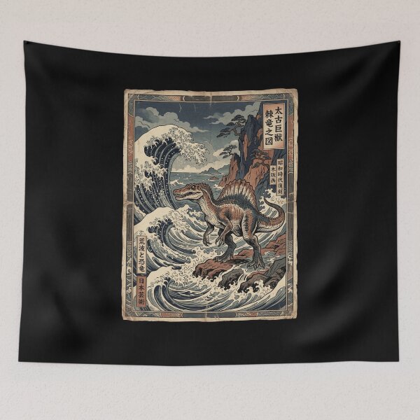 Item preview, Spinosaurus Ancient Beast Rough Waves Japanese Art designed and sold by snowry.
