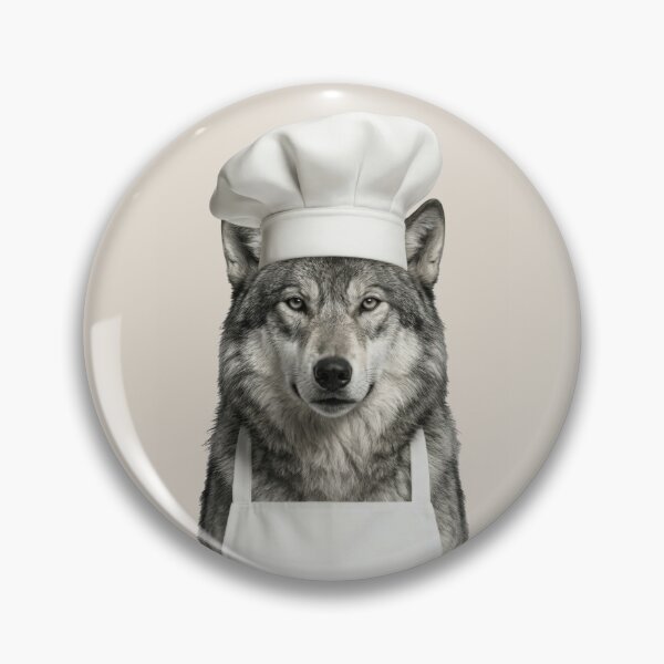 Item preview, Funny Grey Wolf Chef Realistic Animal Cooking Humor Art Print designed and sold by LazyOwlStore.