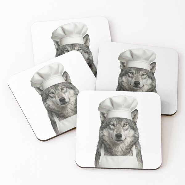Item preview, Funny Grey Wolf Chef Realistic Animal Cooking Humor Art Print designed and sold by LazyOwlStore.