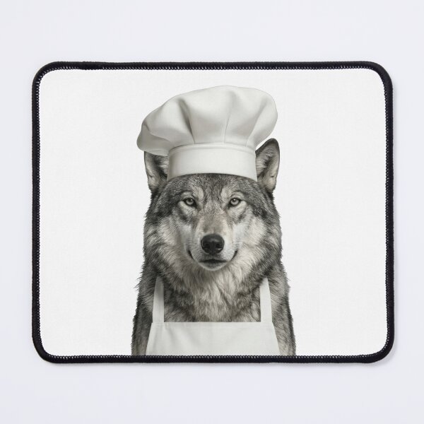 Item preview, Funny Grey Wolf Chef Realistic Animal Cooking Humor Art Print designed and sold by LazyOwlStore.