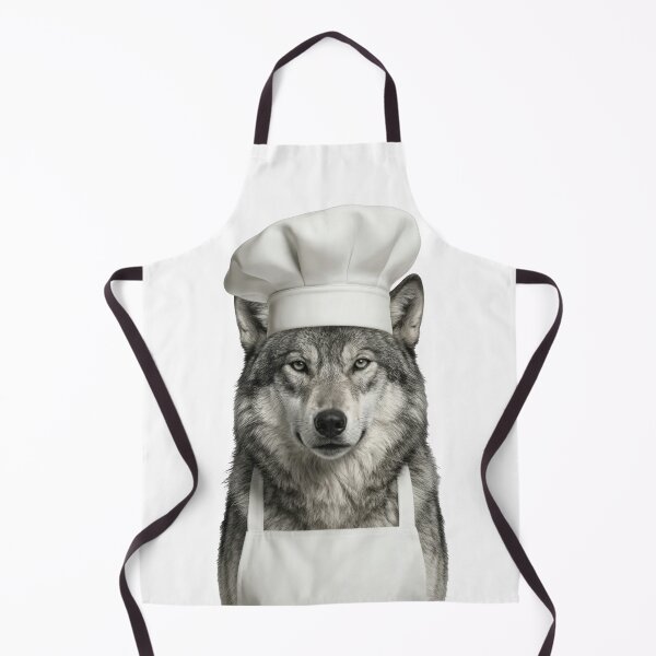 Item preview, Funny Grey Wolf Chef Realistic Animal Cooking Humor Art Print designed and sold by LazyOwlStore.
