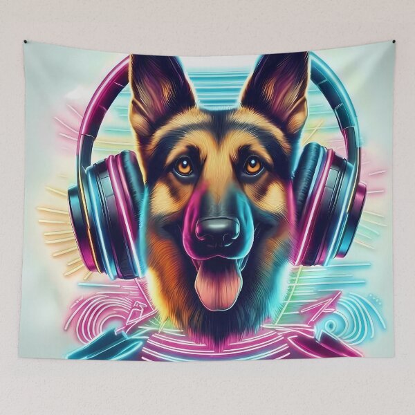 Item preview, Neon German Shepherd  - World Music Day designed and sold by Art-Arcade6.