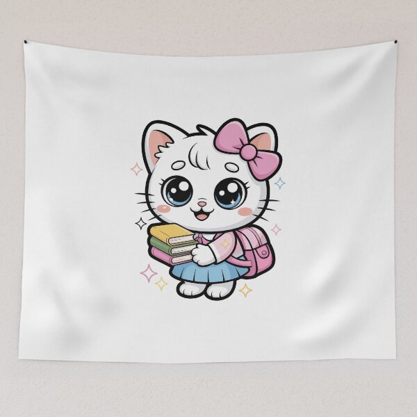 Item preview,  Schoolgirl Cat with Books designed and sold by jkrphoto.