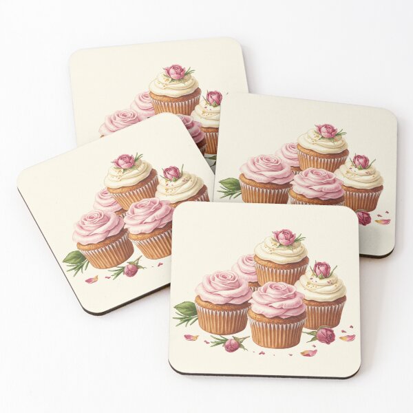 Item preview, Elegant Rose Petal Cupcakes Watercolor designed and sold by Pasteltone.