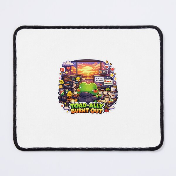 Item preview, Toadally Burnt Out Cute Coding Frog Sticker designed and sold by Cozy404Lab.