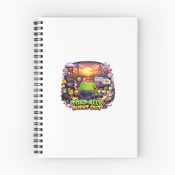 Item preview, Toadally Burnt Out Cute Coding Frog Sticker designed and sold by Cozy404Lab.