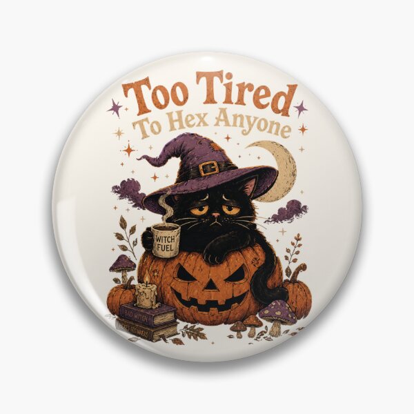 Item preview, Too Tired To Hex Anyone Black Cat Witch – Funny Halloween Cat designed and sold by SweetLilith.