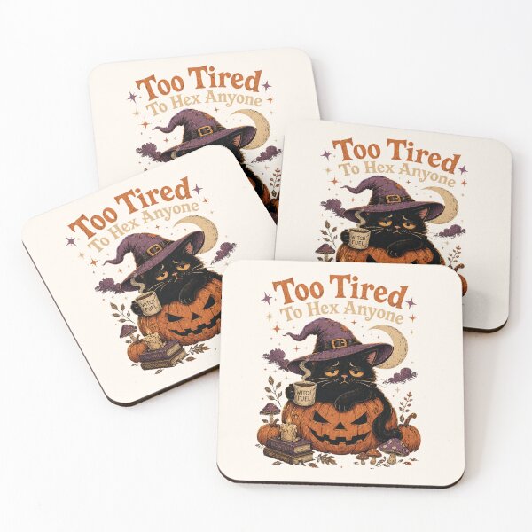 Item preview, Too Tired To Hex Anyone Black Cat Witch – Funny Halloween Cat designed and sold by SweetLilith.