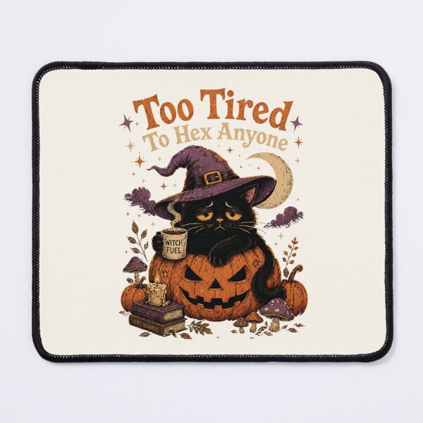 Item preview, Too Tired To Hex Anyone Black Cat Witch – Funny Halloween Cat designed and sold by SweetLilith.