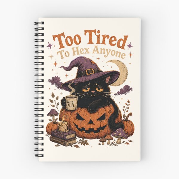 Item preview, Too Tired To Hex Anyone Black Cat Witch – Funny Halloween Cat designed and sold by SweetLilith.