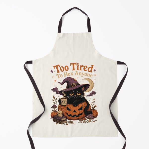 Item preview, Too Tired To Hex Anyone Black Cat Witch – Funny Halloween Cat designed and sold by SweetLilith.