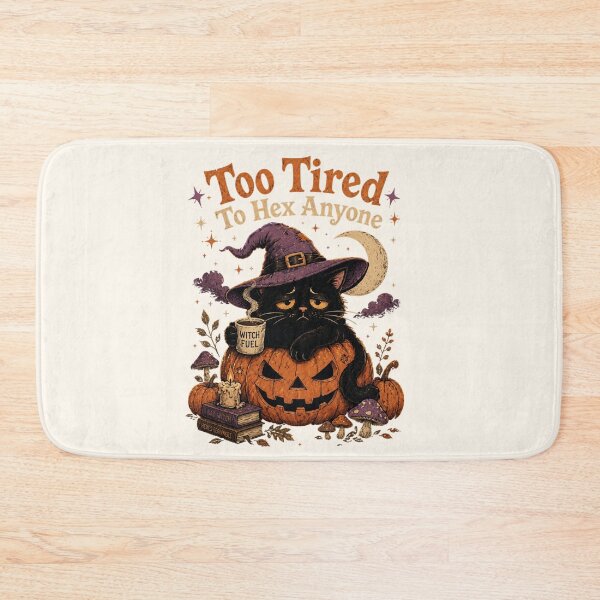 Item preview, Too Tired To Hex Anyone Black Cat Witch – Funny Halloween Cat designed and sold by SweetLilith.