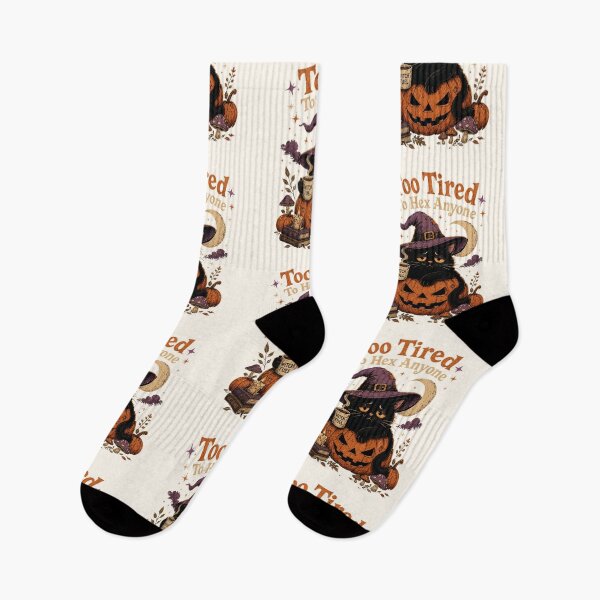 Item preview, Too Tired To Hex Anyone Black Cat Witch – Funny Halloween Cat designed and sold by SweetLilith.