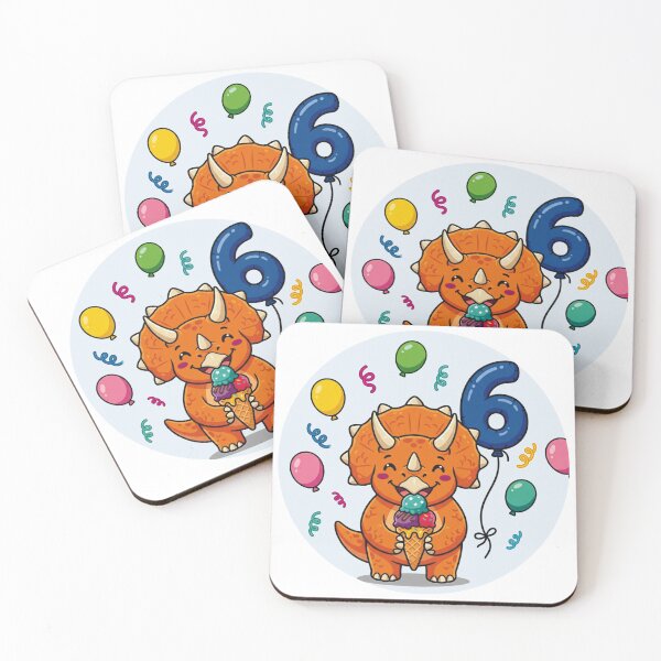 Item preview, Cute Orange Triceratops 6 Birthday Party designed and sold by Tronstell.