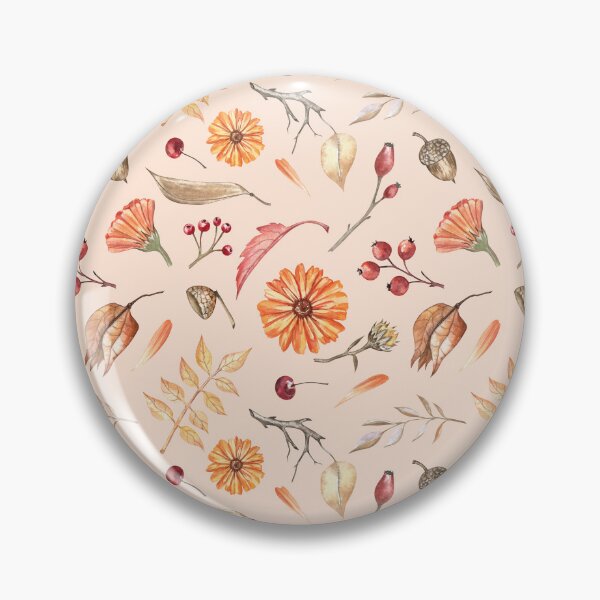 Item preview, Autumn Flowers and Leaves Pattern on Orange designed and sold by Flowersforbear.