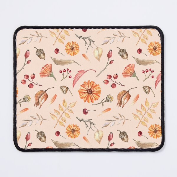 Item preview, Autumn Flowers and Leaves Pattern on Orange designed and sold by Flowersforbear.