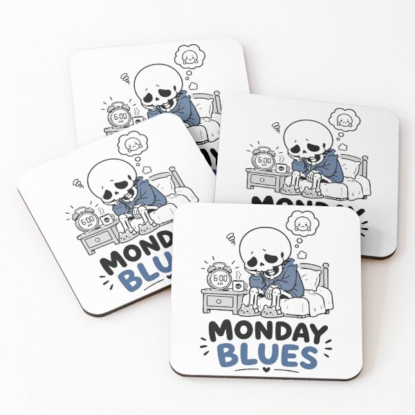 Item preview, Monday Blues Cute Skeleton Coffee Shirt designed and sold by MaynyStudio.