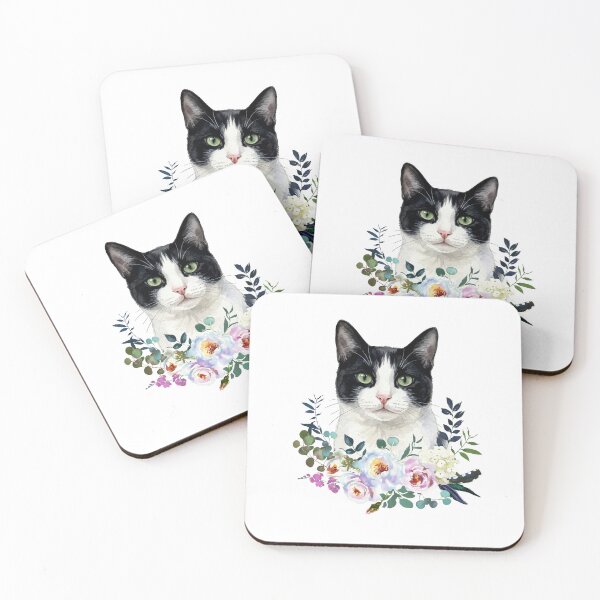 Item preview, Watercolor Black and White Cat designed and sold by Liededrom..