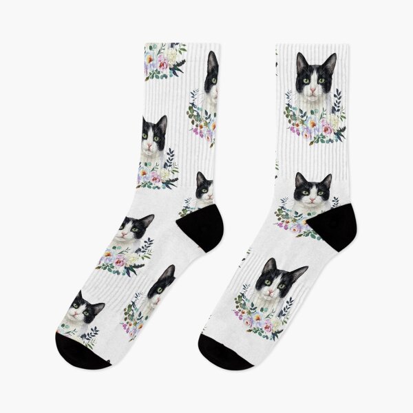 Item preview, Watercolor Black and White Cat designed and sold by Liededrom..