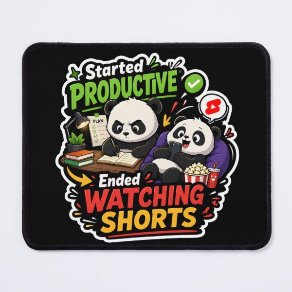 Item preview, Started Productive Ended Watching Shorts Panda Sticker designed and sold by PixoNest.