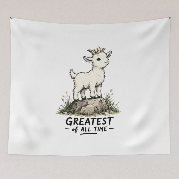 Item preview, Greatest Of All Time Goat | Cute Crowned Goat On Rock | Funny GOAT Animal Illustration designed and sold by Spyshirt.