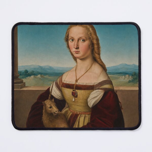 Item preview, Portrait of a Lady with a Unicorn - Renaissance Portrait Unicorn Maiden Wall Art for Fantasy Lovers designed and sold by RickE.