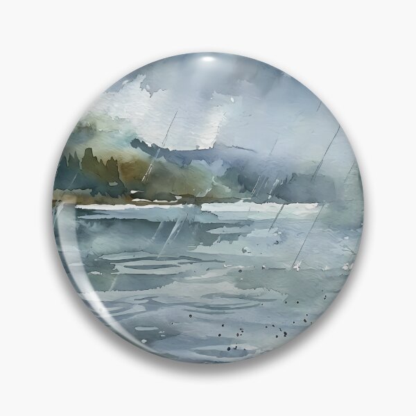 Item preview, Rain on a lake. Watercolor designed and sold by Mia's Menagerie.